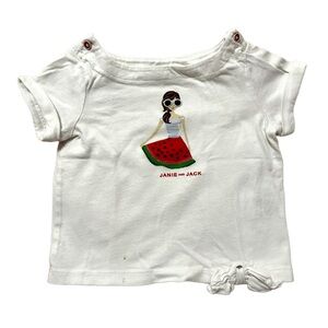 GUC Janie and Jack white boat neck t-shirt with water melon woman & tie. Sz 2T.